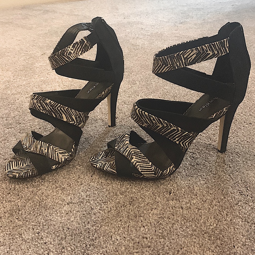 Calvin Klein zebra print heels